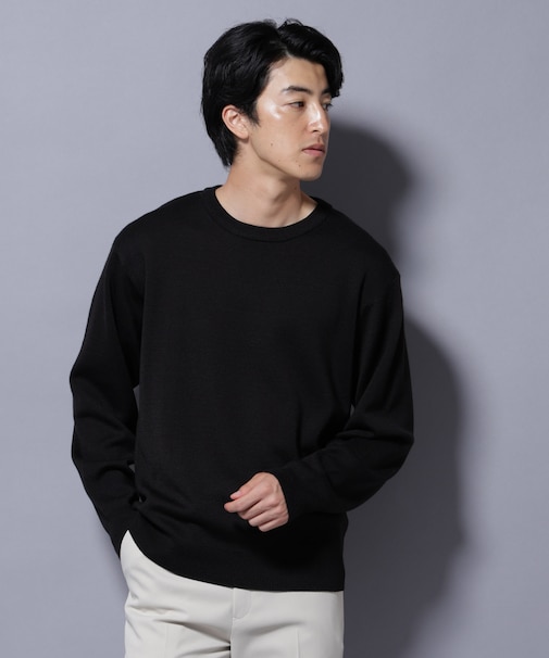 タスマニアウールミックス ミラノリブリラックスクルーネックニット