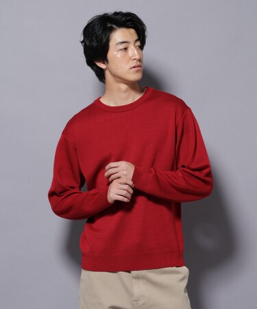 タスマニアウールミックス ミラノリブリラックスクルーネックニット