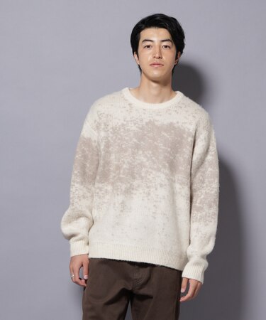 アート柄クルーネックニット1 シックカラー