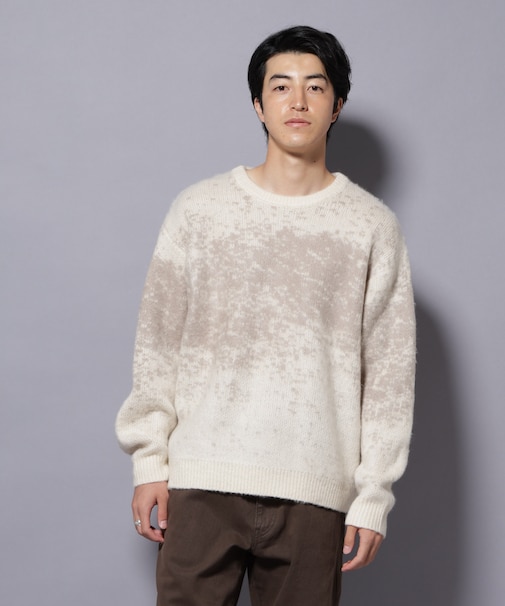 アート柄クルーネックニット1 シックカラー