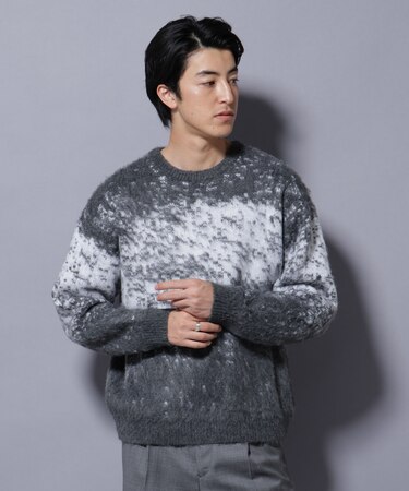 アート柄クルーネックニット1 シックカラー