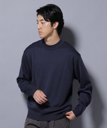 タスマニアウールミックス ミラノリブリラックスモックネックニット