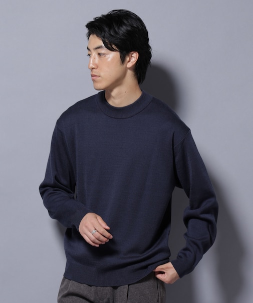 タスマニアウールミックス ミラノリブリラックスモックネックニット