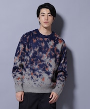 アート柄クルーネックニット2 ブライトカラー