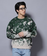 アート柄クルーネックニット2 ブライトカラー