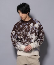 アート柄クルーネックニット2 ブライトカラー