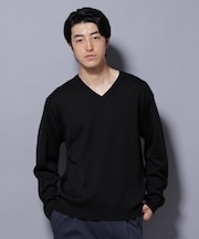 タスマニアウールミックス ミラノリブリラックスVネックニット