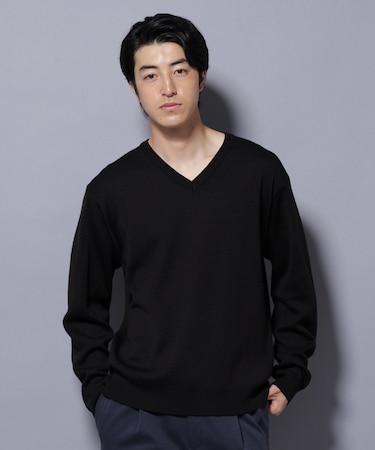 タスマニアウールミックス ミラノリブリラックスVネックニット