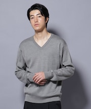 タスマニアウールミックス ミラノリブリラックスVネックニット