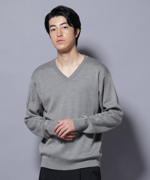 タスマニアウールミックス ミラノリブリラックスVネックニット