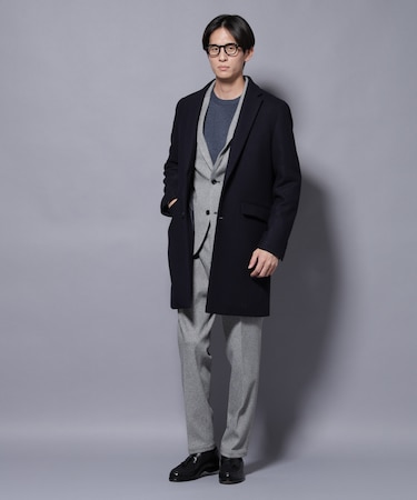 ウール/Nメルトンチェスターコート