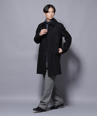 ウール/Nメルトンステンカラーコート