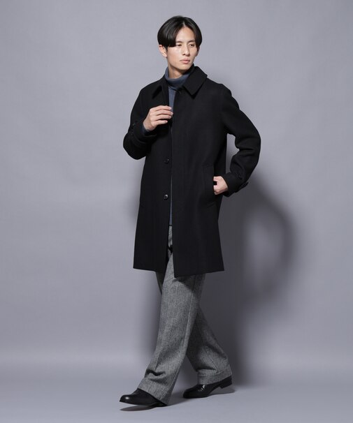 ウール/Nメルトンステンカラーコート