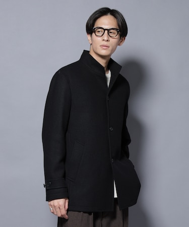 ウール／Nメルトンスタンドカラーコート