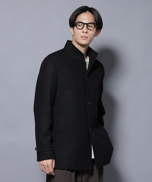 ウール／Nメルトンスタンドカラーコート