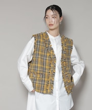 チェックフリンジ金ボタンジレ(セットアップ可)