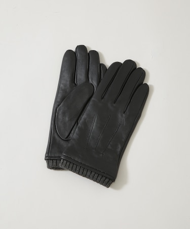 タッチパネル対応 リブ付きラムレザーグローブ