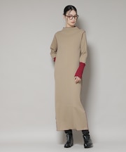 テレコリブ配色メローワンピース