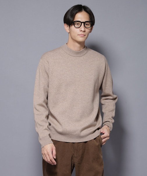 シルク混モックネックニット