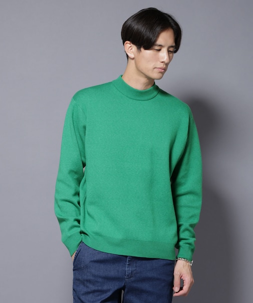 シルク混モックネックニット