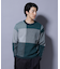 ブロックチェッククルーネックニット