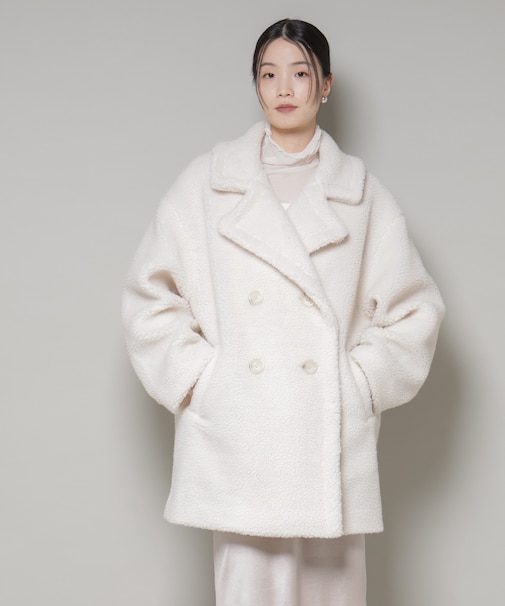 ボアワイドダブルボタンコート