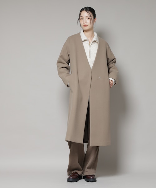 Vネックノーカラーコート｜ナノ_ユニバースのアウトレット通販｜三井
