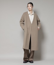 Vネックノーカラーコート