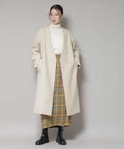 Vネックノーカラーコート