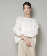 クロップドワイド起毛加工ニットトップス