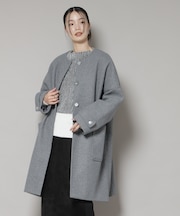 ノーカラーコクーンミドルコート