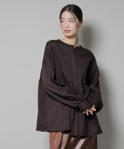 ウールライクポリエステル前後2way切り替えペプラムブラウス(セットアップ可)