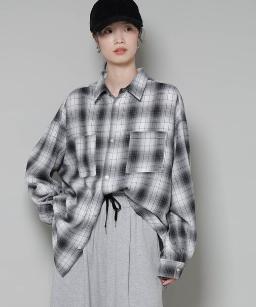 オーバーサイズチェックシャツ