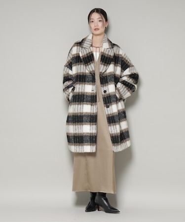 シャギーチェックコート
