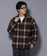 テックメルトンチェックシャツブルゾン