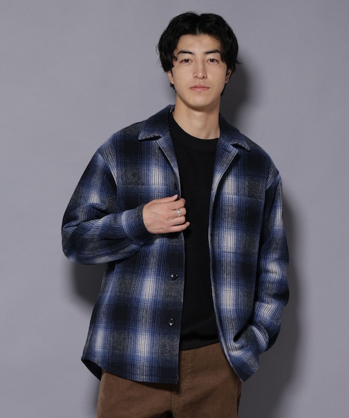 テックメルトンチェックシャツブルゾン