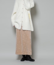 刺繍ベロアカットナロースカート(セットアップ可)