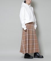 起毛チェックタックフレアスカート