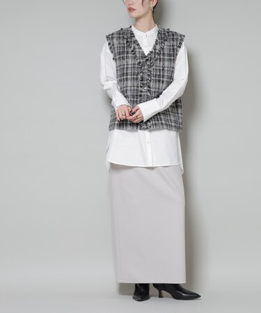 ソフトメルトンジャージーナローロングスカート(セットアップ可)