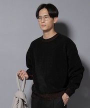 モールヤーンダブルフェイスクルーネックニット