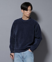 モールヤーンダブルフェイスクルーネックニット