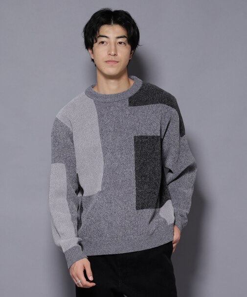 モールヤーンブロッキングニット