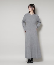 片畦フレアニットワンピース