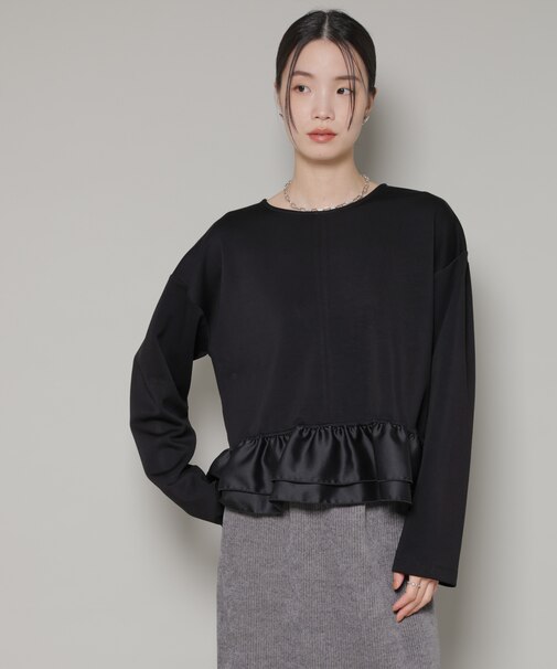 ダンボールカットサテンペプラムトップス