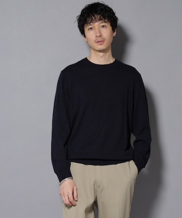 カシミヤミックスクルーネックニット