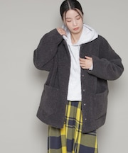 ソフトボアノーカラーミドルコート