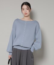 前後2wayセンターパール釦プルオーバーニット