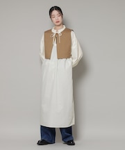 キルティングベスト×ギャザーワンピース アンサンブルセット