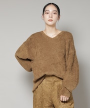 ウールフェザーVネックニットプルオーバー