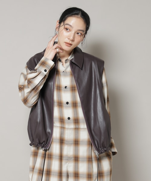 フェイクレザードロストヘムベスト｜ナノ_ユニバースのアウトレット